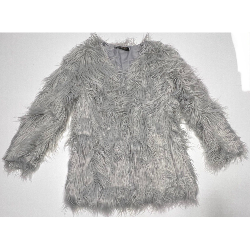 Wenxi Women's Faux Fur Jacket Gray Size M - Picture 5 of 8
